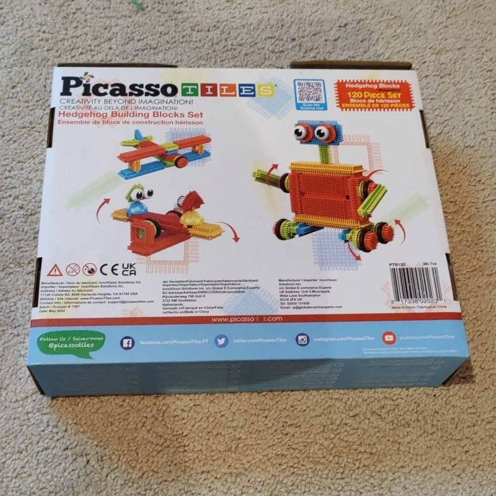 PicassoTilesBristle Shape 3D Building Y2KBlocks Tiles Construction Toy Set 120Pc